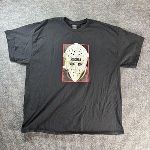 Hockey Shirt Mens 2XL Black Goalie Mask Graphic Tee T-Shirt Hockey Sports